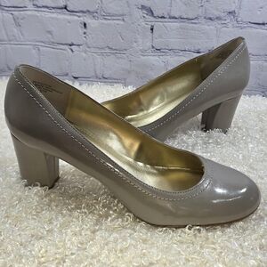 Anne Klein Gray Block Heel Pumps